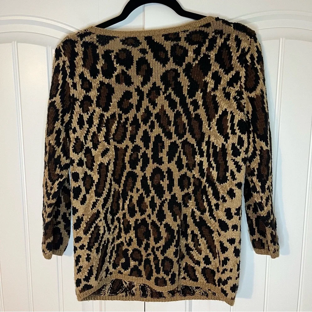 Lauren Ralph Lauren Leopard Print Crewneck Sweater in Black and Tan - Picture 5 of 5